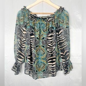 INC Multicolor Off-Shoulder Lined Women's Top size Small